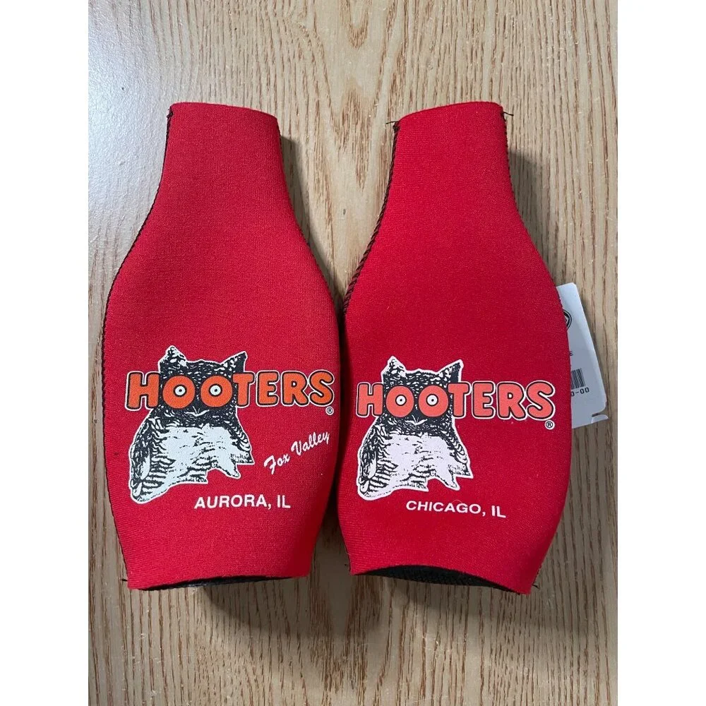 New Bundle of 2 Hooters Vintage Bottle Koozies from Aurora & Chicago Illinois